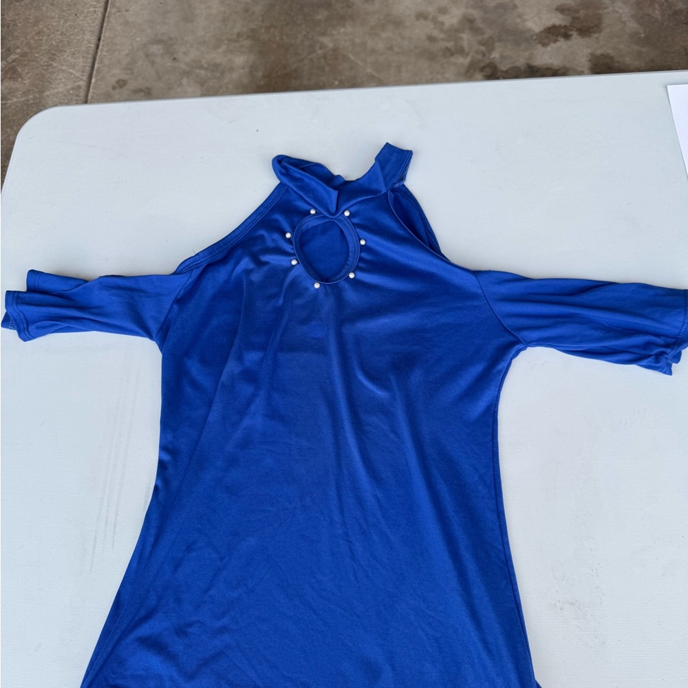 Blue Cold Shoulder Dress